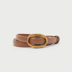 Oval Tokalı Retro İnce Bel Kadın Deri Kemer
