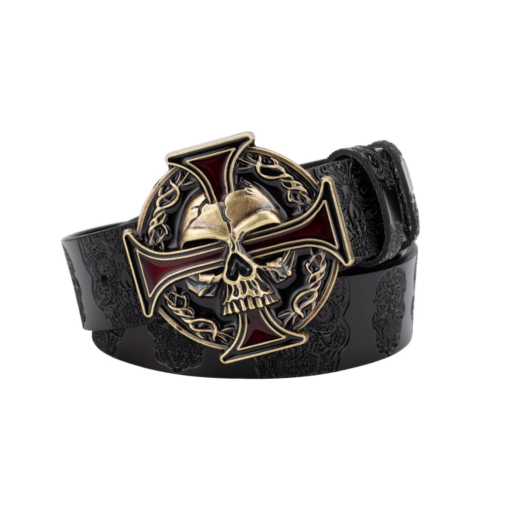 Kurukafa Kabartmalı Retro Unisex Deri Kemer