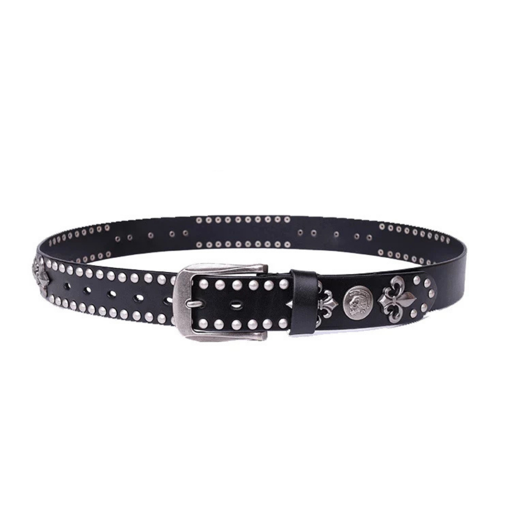 Zımbalı Hip Hop Punk Tarzı Unisex Hakiki Deri Kemer