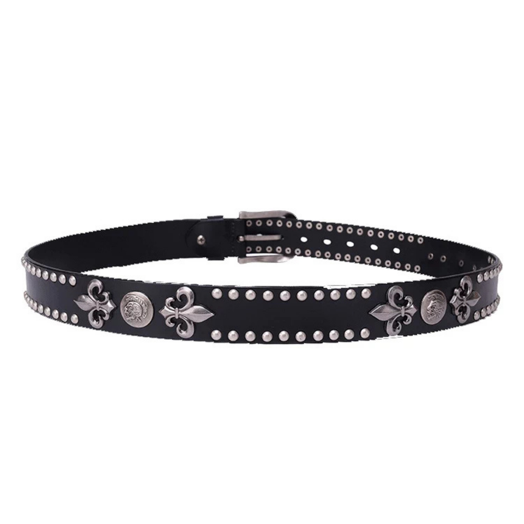 Zımbalı Hip Hop Punk Tarzı Unisex Hakiki Deri Kemer