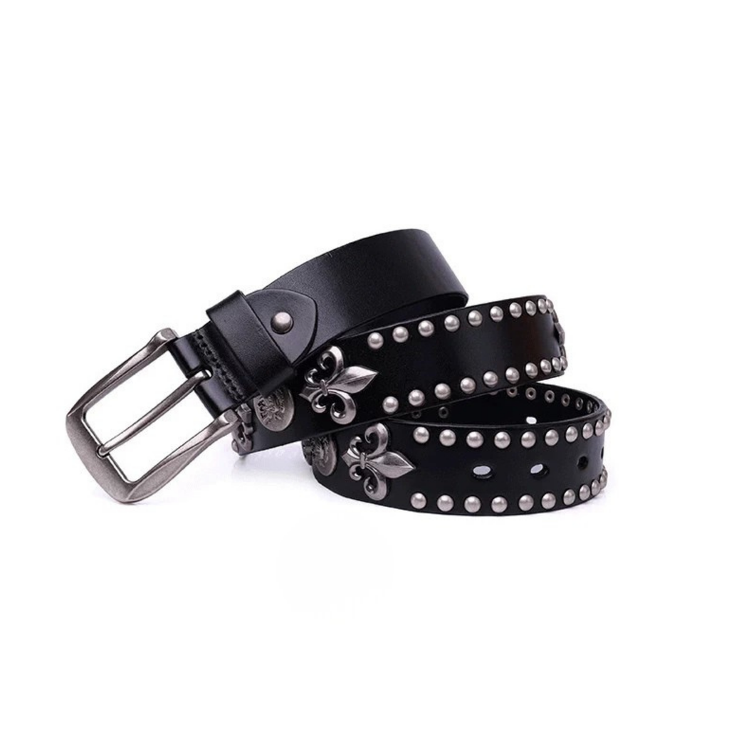 Zımbalı Hip Hop Punk Tarzı Unisex Hakiki Deri Kemer