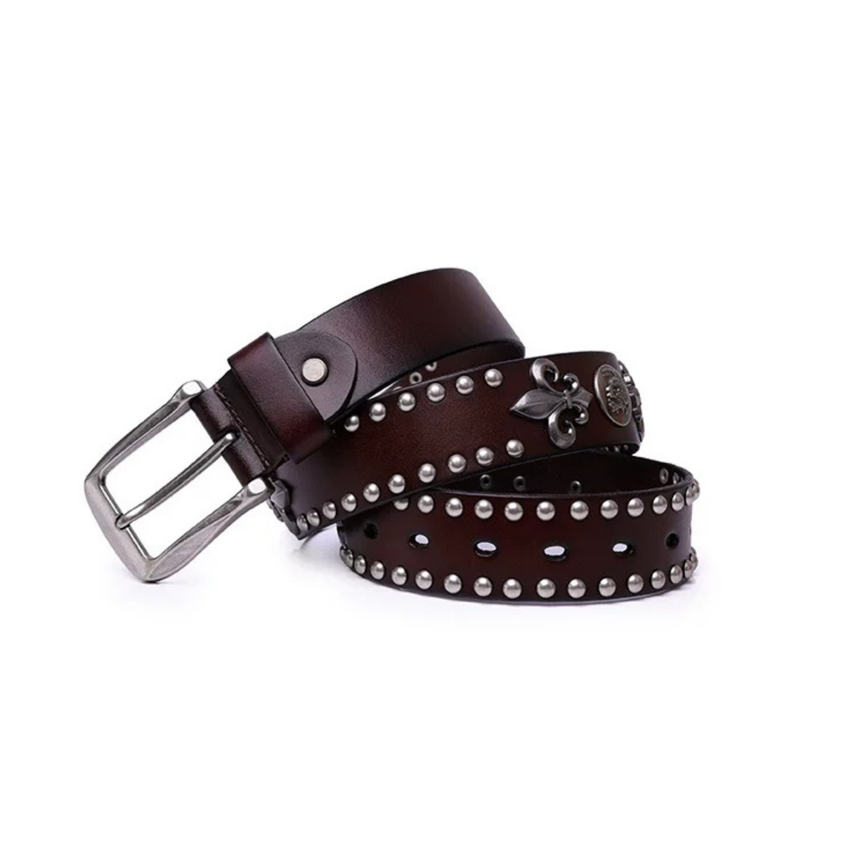 Zımbalı Hip Hop Punk Tarzı Unisex Hakiki Deri Kemer
