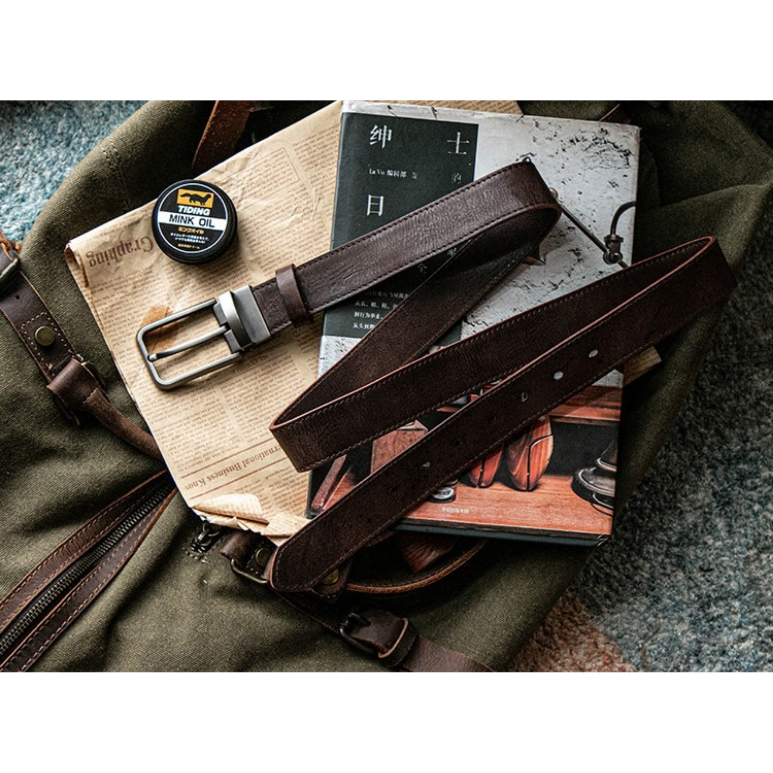 Craftsman Antika Alaşım Tokalı Amekaji Vintage Deri Kemer