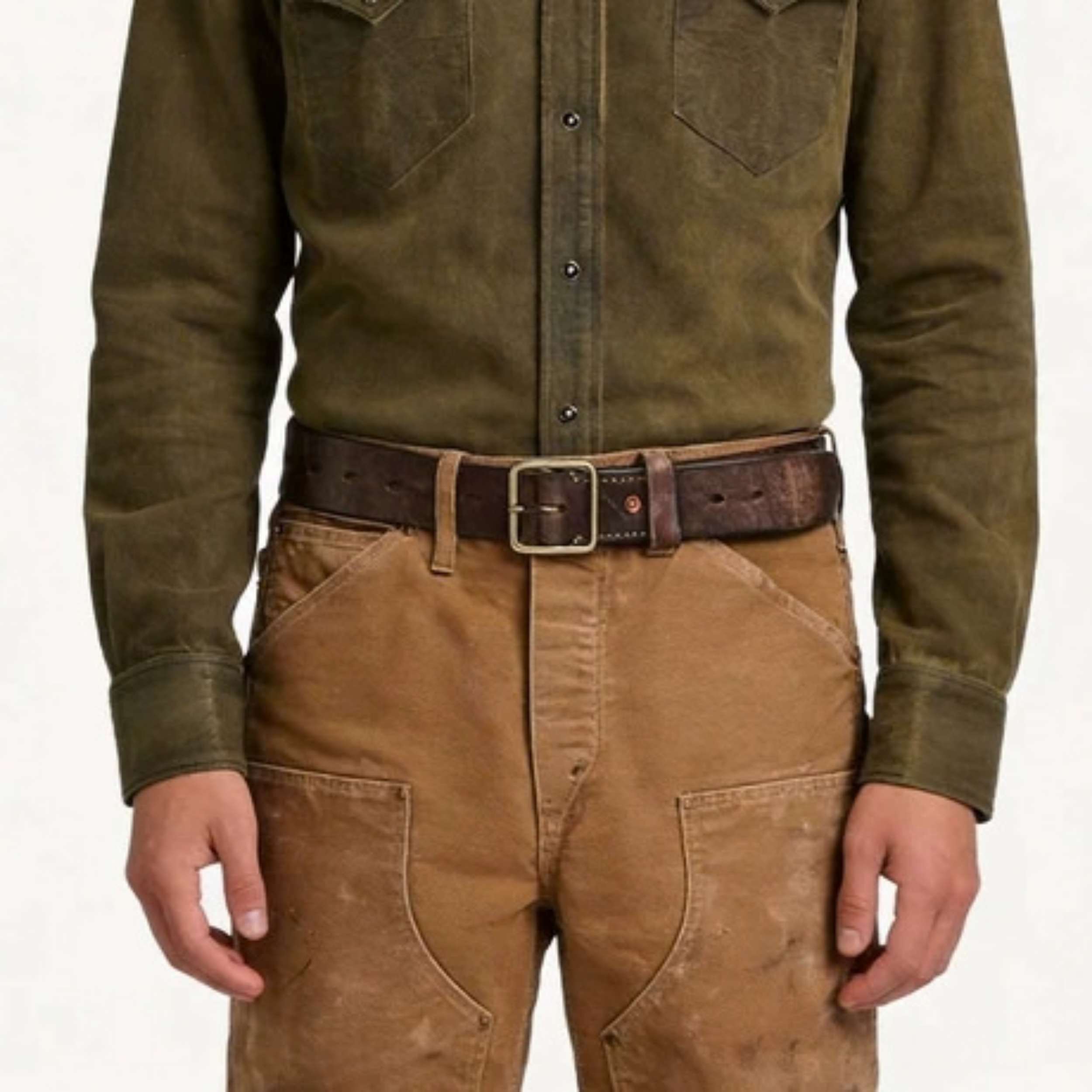 Craftsman Antika Alaşım Tokalı Amekaji Vintage Deri Kemer