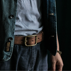 Retro "Heritage 55" Masif Pirinç Tokalı İtalyan Raw Vintage Deri Kemer