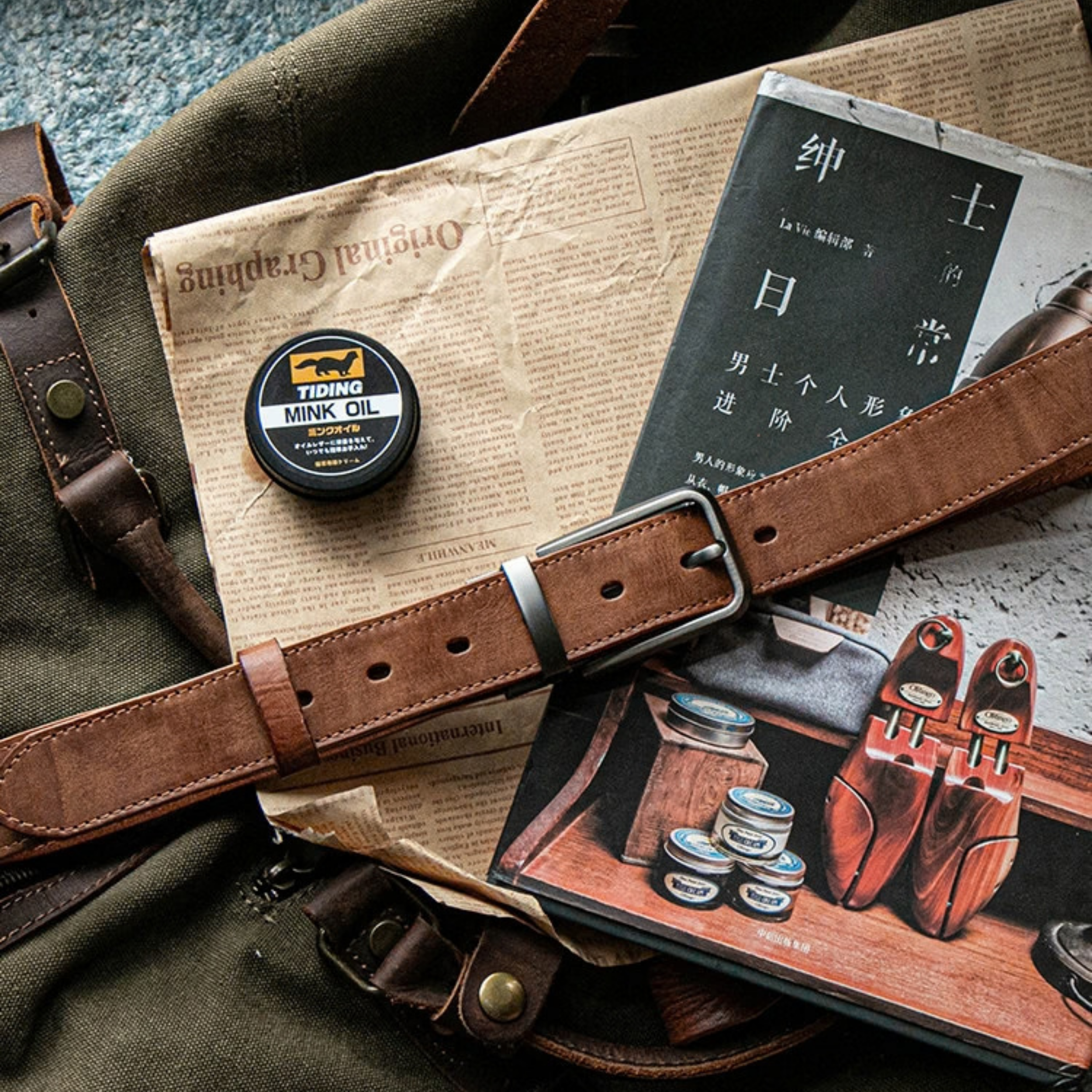 Craftsman Antika Alaşım Tokalı Amekaji Vintage Deri Kemer