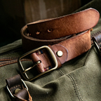 Retro "Heritage 55" Masif Pirinç Tokalı İtalyan Raw Vintage Deri Kemer