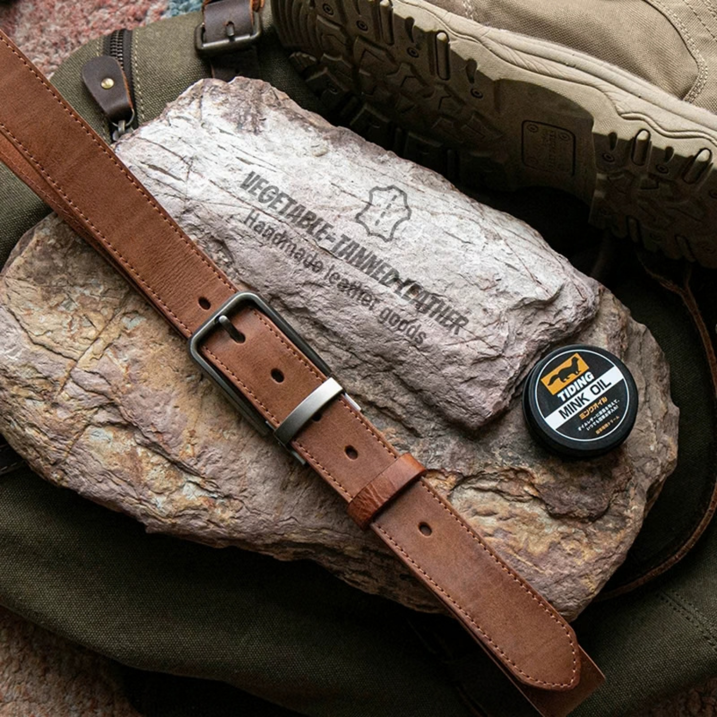 Craftsman Antika Alaşım Tokalı Amekaji Vintage Deri Kemer