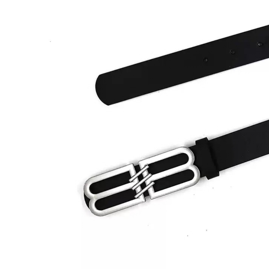  Retro B Harfli Tokalı Niş Tasarım Siyah Unisex Deri Kemer