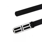  Retro B Harfli Tokalı Niş Tasarım Siyah Unisex Deri Kemer