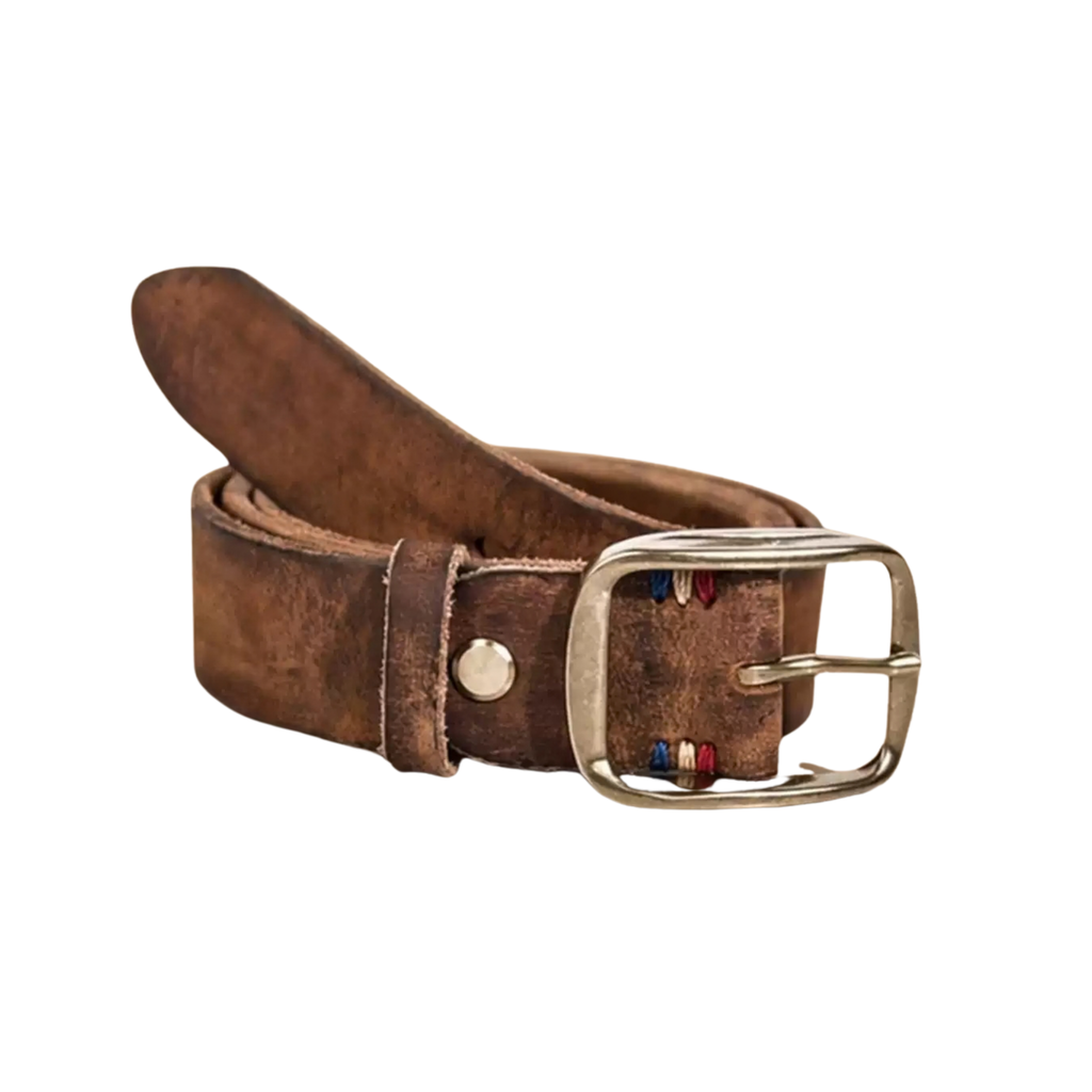 Retro "Heritage 55" Masif Pirinç Tokalı İtalyan Raw Vintage Deri Kemer