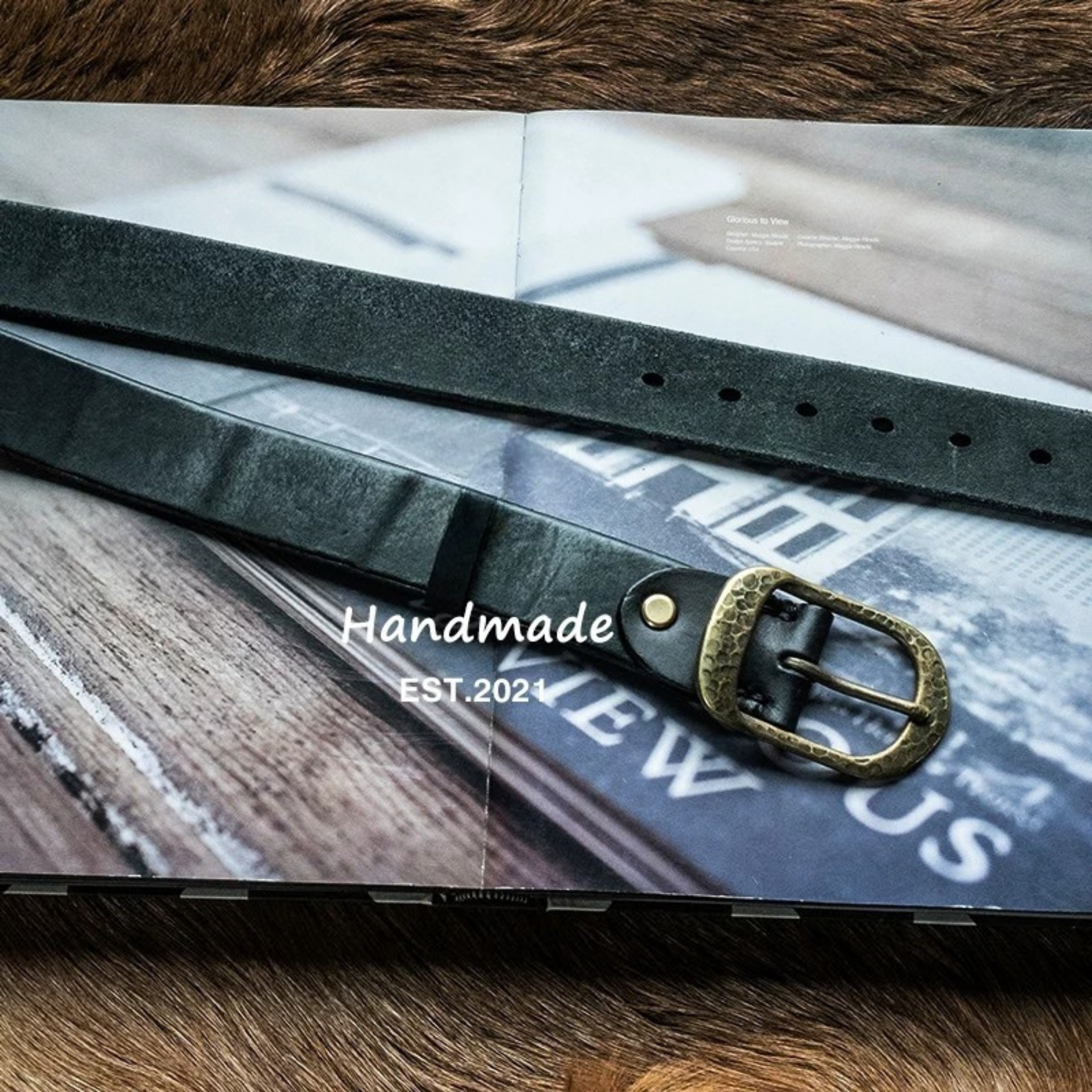 Retro "Heritage 55" Masif Pirinç Tokalı İtalyan Raw Vintage Deri Kemer