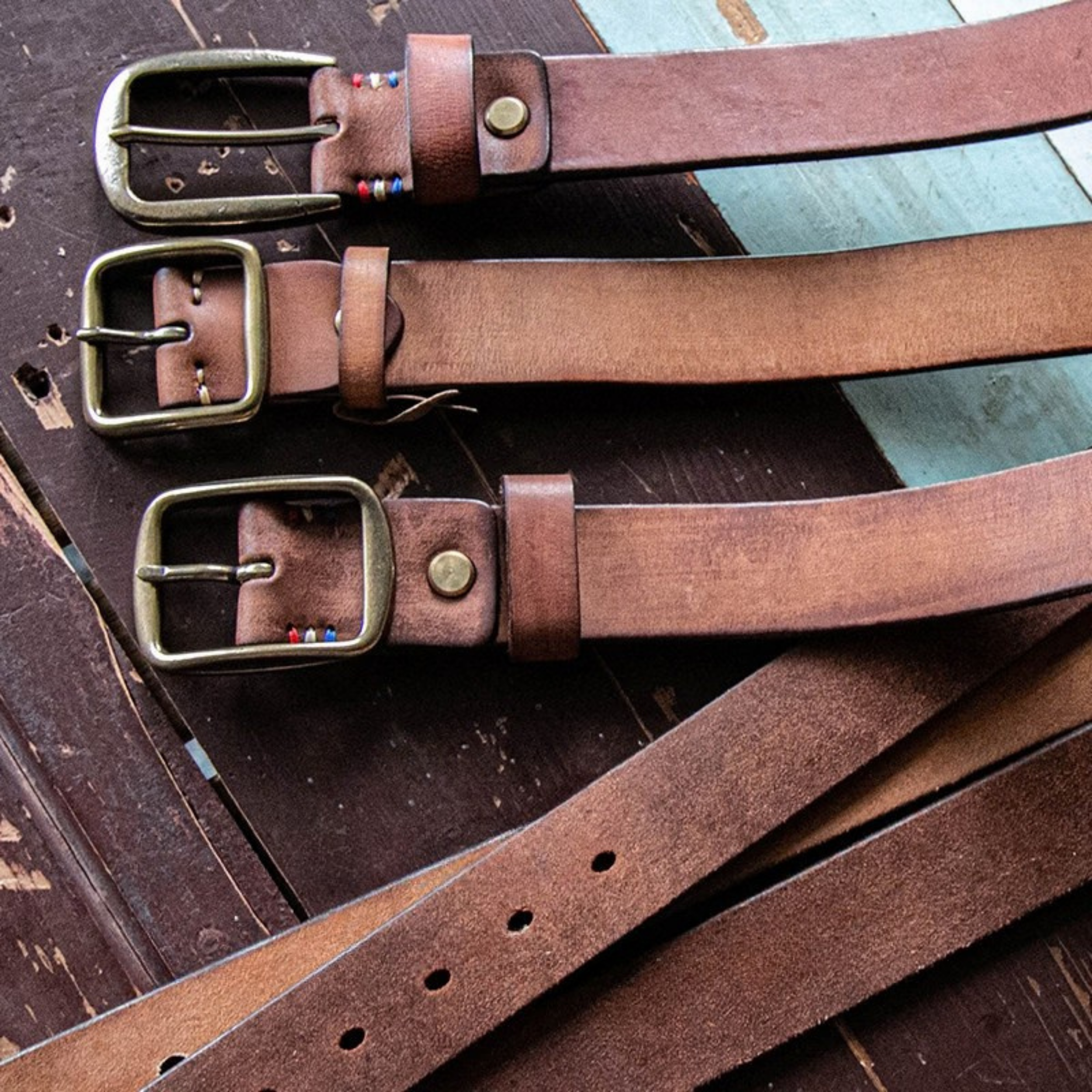 Retro "Heritage 55" Masif Pirinç Tokalı İtalyan Raw Vintage Deri Kemer