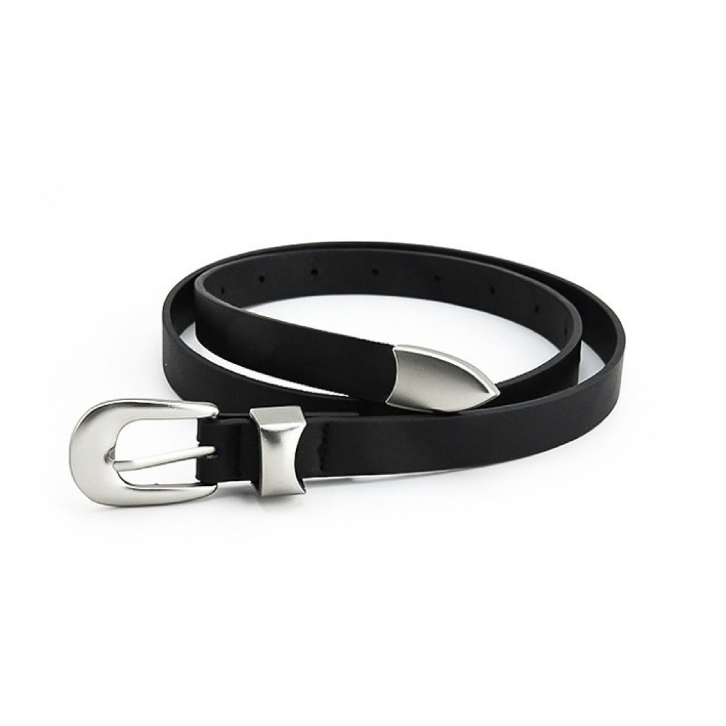 Minimalist Metal Detaylı Unisex İnce Deri Kemer
