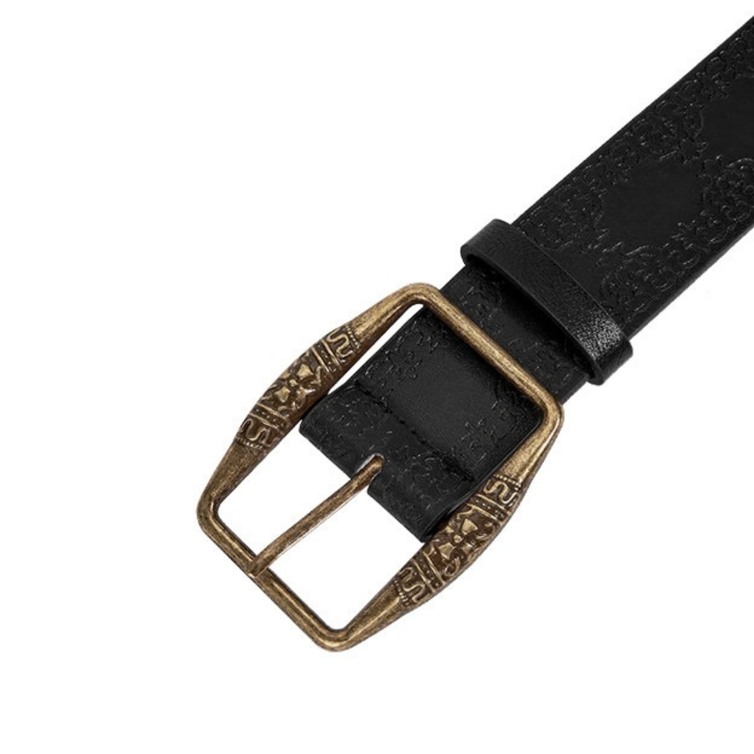 Antik Bronz Tokalı Vintage Kabartmalı Çiçek Desenli Unisex Deri Kemer