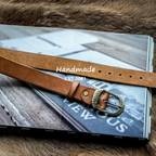 Retro "Heritage 55" Masif Pirinç Tokalı İtalyan Raw Vintage Deri Kemer