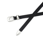 Minimalist Metal Detaylı Unisex İnce Deri Kemer