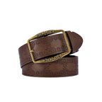 Antik Bronz Tokalı Vintage Kabartmalı Çiçek Desenli Unisex Deri Kemer
