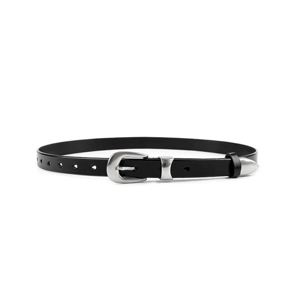Minimalist Metal Detaylı Unisex İnce Deri Kemer