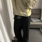 Retro Siyah Çapraz Perçinli Çiçek Desenli Deri Unisex Kemer