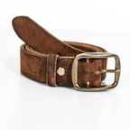 Retro "Heritage 55" Masif Pirinç Tokalı İtalyan Raw Vintage Deri Kemer