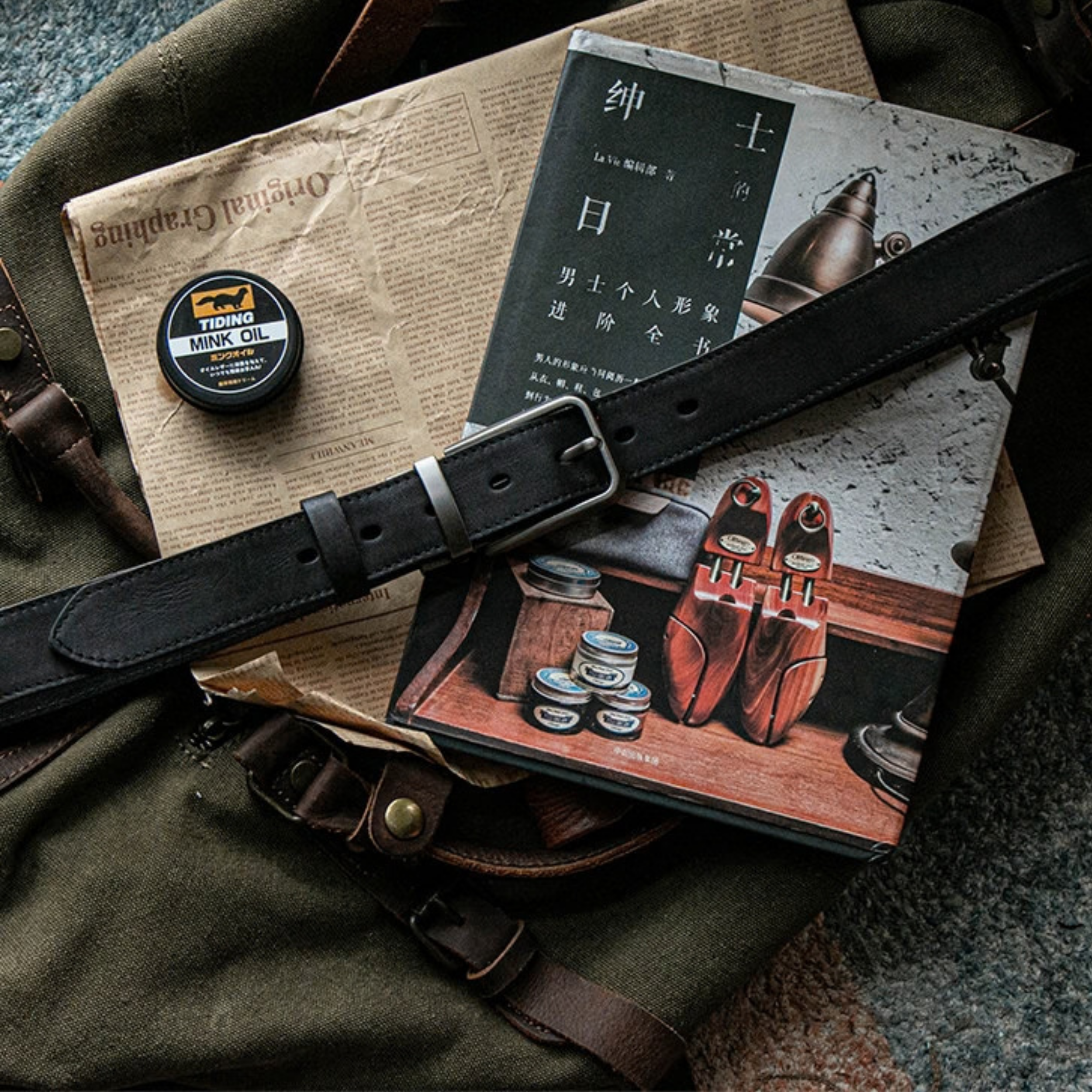 Craftsman Antika Alaşım Tokalı Amekaji Vintage Deri Kemer