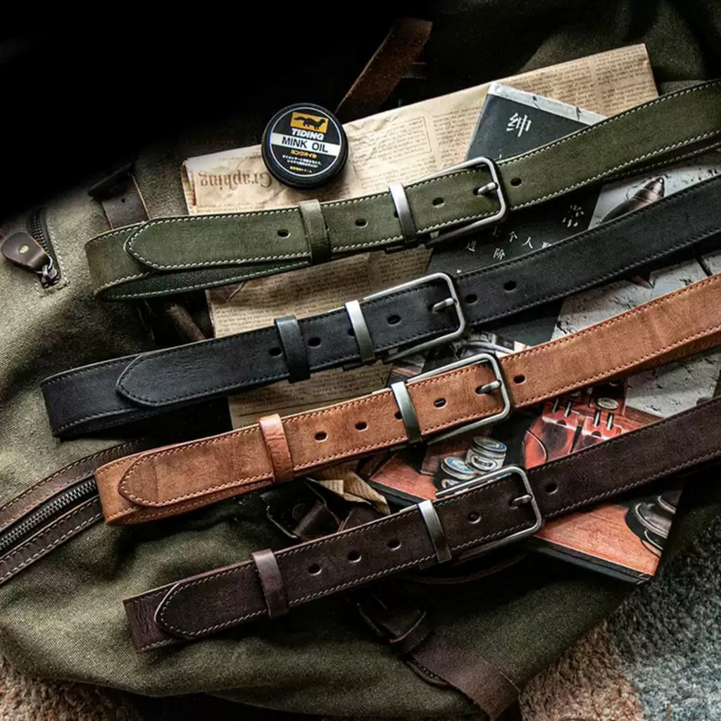 Craftsman Antika Alaşım Tokalı Amekaji Vintage Deri Kemer